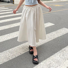 Aiertu - Skirt Lace-Up French Style Fairy Solid Color Women'S Loose Long Skirt That Covers The Flesh And Looks Slimming Leisure Skirt Aiertu