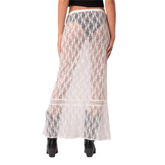 Aiertu - Fall Outfits 2026 Sexy See-Through Lace Sheer Maxi Skirt Women Low Waist Transparent Long Skirt Music Club Party Fairy Coquette Cover-up Skirt Aiertu