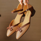 Aiertu - Plus size 34-41 women's sheepskin hollow-out mix color patchwork ankle strap flats sandals round toe elegant ladies daily shoes Aiertu