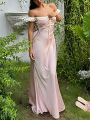 Aiertu Coquette Princess Satin Maxi Dress Aiertu