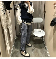 3 colors autumn and winter preppy style v neck knitted sleeveless vest sweaters womens pullovers womens (X973) Aiertu