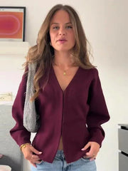 Aiertu - Autumn New European Style Women's Temperament V-neck Long-sleeved Shirt A-line Skirt Suit Aiertu