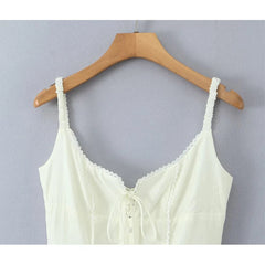 Aiertu - Summer 2025 Women Patchwork Sling Lace Up Dresses Short Robe Sweet Girl Holiday Dress Sexy Aiertu
