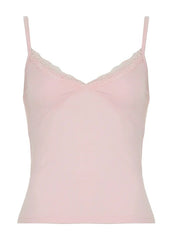 Aiertu -Lace Trim V-Neck Basic Cami Top aiertu