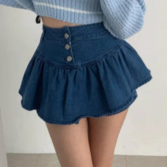 Aiertu - Korean Y2K Sheath High Waist Solid Color Shorts Skirts 2025 Spring Women's Slim Fit Hotsweet Sexy Style Harajuku Denim Skirt Aiertu