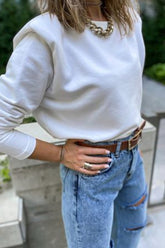 Aiertu -Casual Solid Patchwork O Neck Tops(3 Colors) aiertu