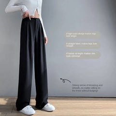 Aiertu Trousers for Women Summer Women's Suit Pants White High Waist Fluid Korean Style Wide Leg Palazzo Straight Fashion Casual Aiertu