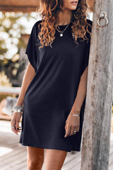 Aiertu - Casual Simplicity Solid Slit O Neck Short Sleeve Dress Dresses Aiertu