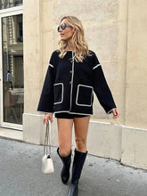 Aiertu - Autumn Women Contrast O Neck Loose Jacket Femlae Elegant Long Sleeves Loose Coat 2026 New Winter Lady High Street Outercoat Aiertu