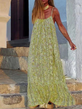 Aiertu - Women's Fashion Retro Loose Print Sling Dress Summer Bohemia Style Beach Seaside Maxi Dress Elegant Chic New Pattern Long Dress Aiertu