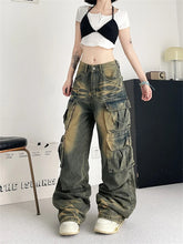 Aiertu - Women's Tie Dyed Patterns Multiple Pockets Unisex Jeans Street Summer Trousers Young Girl Street Bottoms Female Denim Pants Aiertu