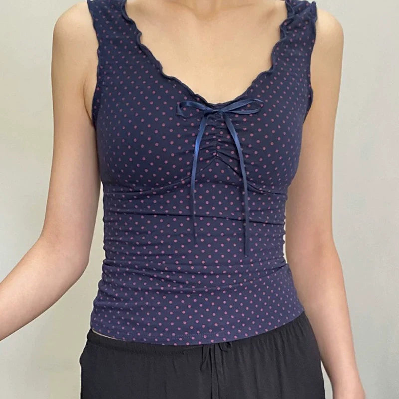 Aiertu -Norma Polka Dot V-Neck Top aiertu
