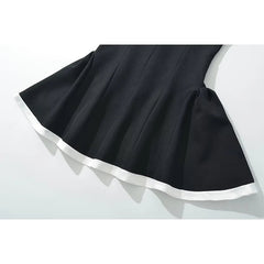 Aiertu - Elegant Women Black White Hit Color Sexy Off Shoulder Dress Short Sleeve Summer Evening Party Mini Dresses Ball Gown Robe Aiertu