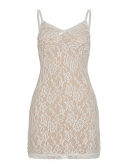 Aiertu -Bow Lace Layered V-Neck Cami Dress aiertu