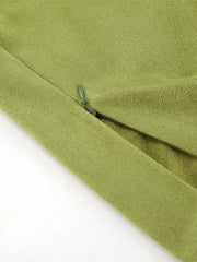 Aiertu - New Green Suede Chic Autumn Women Skirt Zipper High Waist Fashion Long Skirts Slit Eleagnt Lady Straight Skirt Winter New Aiertu