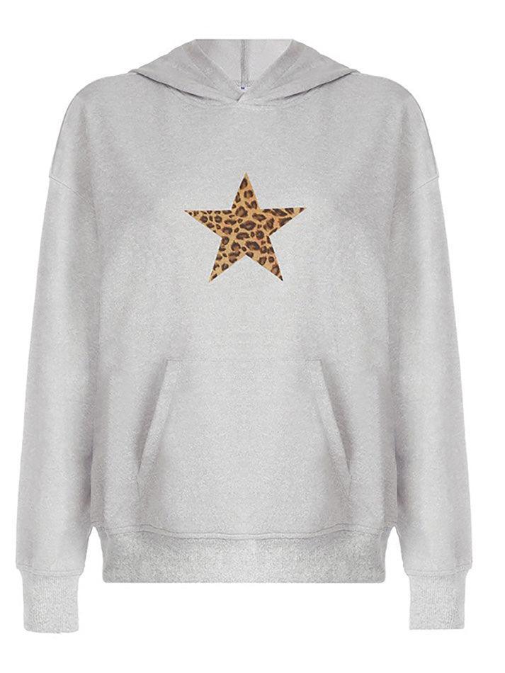 Aiertu -Leopard Star Print Oversized Hoodie aiertu