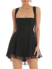 Aiertu Women Sleeveless Dress 2025 Fashion Summer Fairycore Floral Lace Backless Party Mini Dress for Cocktail Beach Club Streetwear Aiertu