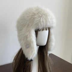 Aiertu - Thick Furry Faux Fur Hats For Women Men Winter Outdoor Keep Warm Earflap Ski Hat Girl Corner Buckle Windproof Russian Bomber Cap Aiertu