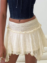Aiertu - Fairy Grunge Lace Skirts for Women Y2k Low Waist Flowy Skirts Layered Pleated Ruffle Mini Skirt Streetwear Aiertu