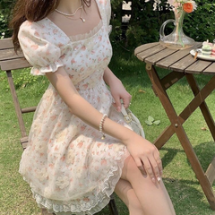 Aiertu Mini Dresses Women Tender Sweet Summer Puff Sleeve Princess Vestidos Elegant Ladies Vintage Prairie Chic Fashion Casual Aiertu