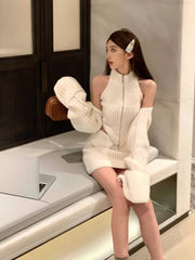 Aiertu Elegant Knitted Clothing 3 Piece Set Casual Short Cardigan + Slim Vest + Sexy Y2k Mini Skirt Korean Fashion Suit Winter Aiertu