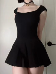 Aiertu - summer inspo Backless Lace-Up Sleeveless Square Collar A Line Mini Dress Women Aiertu