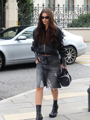 Aiertu - Fashion Black Zipper Pocket Lapel Bomber Jacket Casual Long Sleeved Pu Leather Jackets 2026 Autumn High Street Outerwear Aiertu