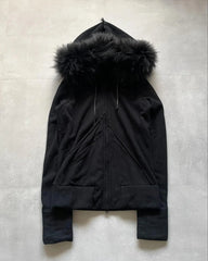 Aiertu - Exquisite Trendy Stitching Fur Collar Simple Double-sided Hooded Thickened Coat High Street Hip-hop Y2k Punk Retro Couple Coat Aiertu