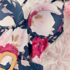 Aiertu - Floral Print One Piece Swimsuit Sexy Swimsuits Woman 2025 Push Up Swimwear Brazilian Biquini Belt Monokini Bodysuit Bathing Suit Aiertu