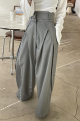 Aiertu -Casual Pocket Loose High Waist Wide Leg Bottoms aiertu