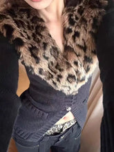 PICSGIRL - Street Hot Girl Style Leopard Print Sexy Knitted Cardigan Women's Autumn American Vintage Y2K Sweater Harajuku Casual Tops Aiertu