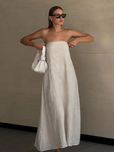 Aiertu - Women's Elegant Solid Strapless Loose Long Dress Sexy Sleeveless Backless Off Shoulder Dresses 2026 Ladies Vacation Party Robes Aiertu