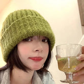 Aiertu - Winter Knitted Hat Women Korean Fashion Solid Outdoor Warm Beanies All-match Casual Elastic Comfortable Cap Aiertu