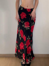 Aiertu -Vintage Floral Print Mesh Layered High-Waist Skirt aiertu
