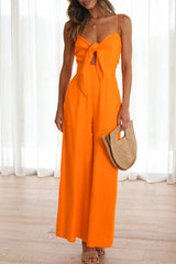 Aiertu - Casual Elegant Solid Frenulum V Neck Loose Jumpsuits(3 Colors) Aiertu
