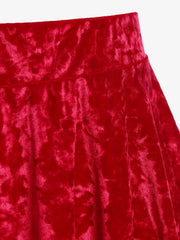 Aiertu - Plus Size Velvet Mini A Line Skirt Ladies Christmas Skirts Red Fashion Bottoms Xmas Skirt Aiertu