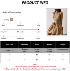 Aiertu - Round Neck Waist Cinched Knitted Dress Slim Fit Fashionable Ladies Versatile Ins Style Pleated Women's A-line Dresses Aiertu