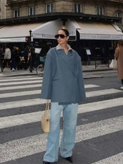 Aiertu - Chic Gray Lapel Button Suit Jacket For Women Elegant Loose Long Sleeves Office Coat 2026 New Female High Streetwear Outercoat Aiertu