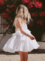 Aiertu - Summer Ruffle White Mini Dresses For Women 2026 New Slash Neck Sleeveless Backless Dress Sexy Fashion Holiday Suspender Dresses Aiertu
