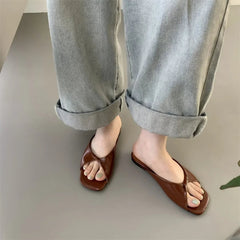 Aiertu - Flats Slippers Women Open Toe Sandals Summer Flip Flops Casual Shoes 2025 Trend Dress Party Shoes Woman Slides Designer Aiertu