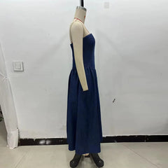 Aiertu - Solid Slimming Dresses for Women Strapless Sleeveless High Waist Temperament Minimalist Dress Female Aiertu