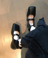 Aiertu French Black Hollow Out Belt Buckle Sandals Boots Aiertu