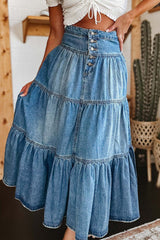 Aiertu -Casual Street Distressed Buckle Loose High Waist Type A Patchwork Bottoms aiertu