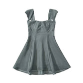 Aiertu - High Street Women Short Sleeve Gray Mini Dresses Sexy Backless Bandage Back A-line Summer Dress Party Robe Aiertu