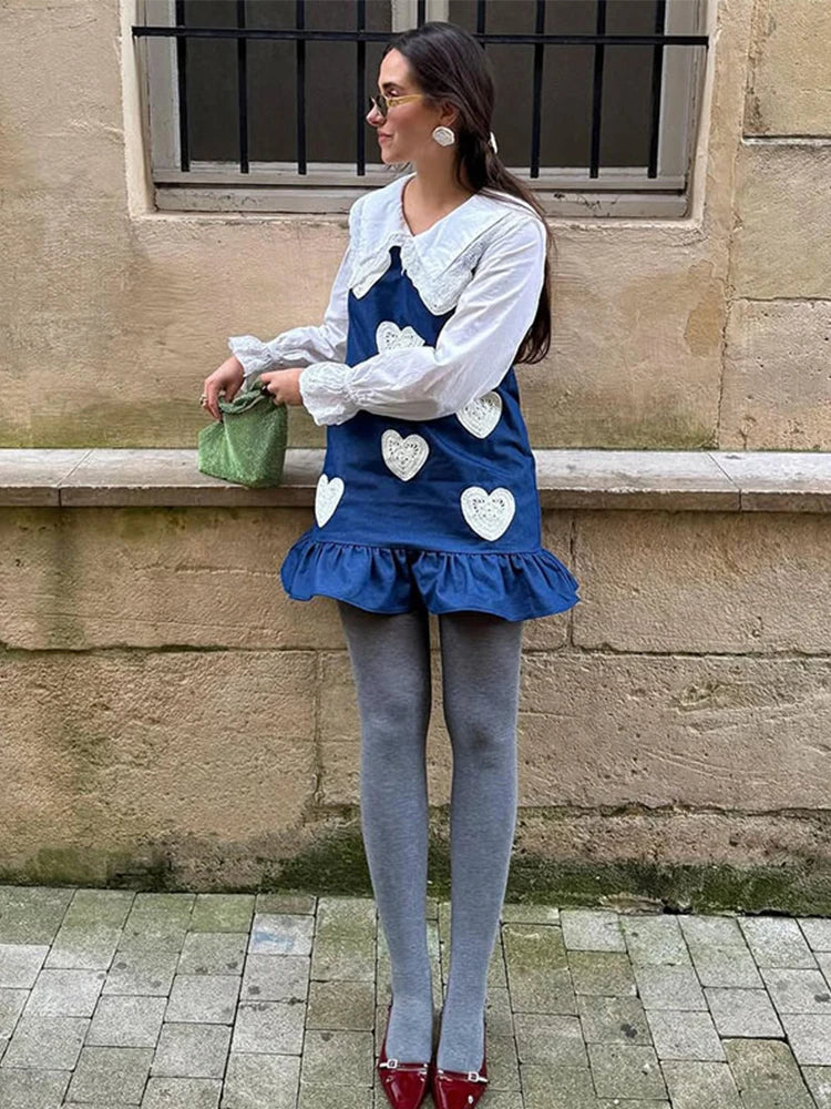 Aiertu - Elegant Denim Printed Women's Sleeveless Dress Summer Casual Women's Short Dress Outdoor Street Women's Fashion Robe 2025 Aiertu