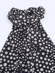 Aiertu - Sexy Spliced Dot Print Maxi Dress for Women Halter Neck Off Shoulder High Waist Temperament Folds Dresses Female Aiertu