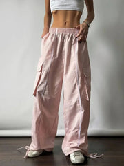 Aiertu Y2k Aesthetic Streetwear Cargo Pants Women American Retro Harajuku Casual Solid Baggy Trousers Oversized Sweatpants Aiertu