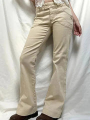 Aiertu - Double-Button Low-Rise Straight-Leg Pants Aiertu