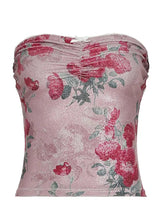 Aiertu -Vintage Oil Painting Print Pleated Tube Top aiertu