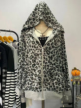Aiertu - American Style Retro Hot Girl Leopard Full Printed Zip Up Hoodies Women's Retro Casual Sweatshirts Loose Autumn\winter Jackets Aiertu
